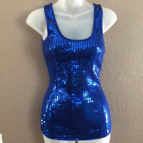 dark blue sequin top